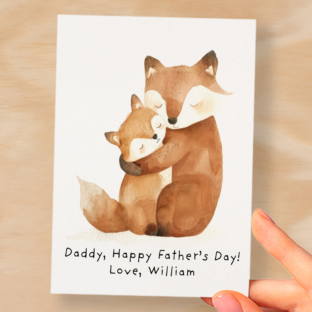 Personalised Father's Day Card For Daddy Cute Fox and Cub Illustration Father's Day Card For Dad Father's Day Gift From Child