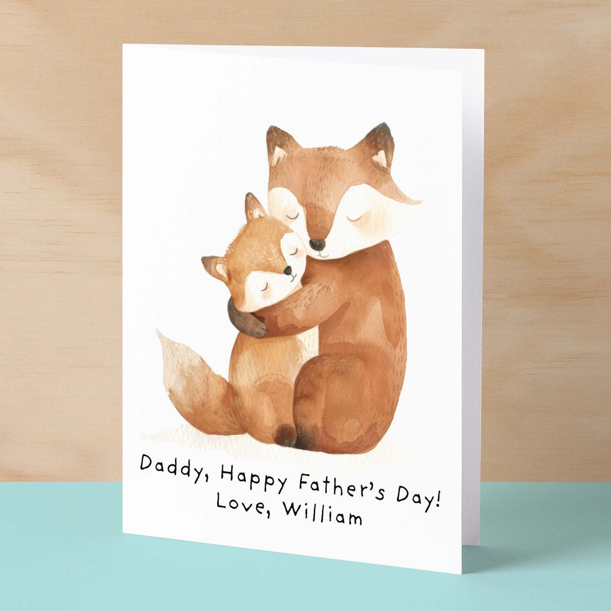 Personalised Father's Day Card For Daddy Cute Fox and Cub Illustration Father's Day Card For Dad Father's Day Gift From Child