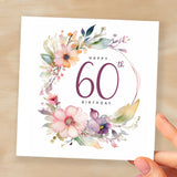 60th Birthday Card For Her Floral Sixtieth Birthday Card Sixty Card For Mum Gran Grandma Auntie 60 Card For Friend Floral Design