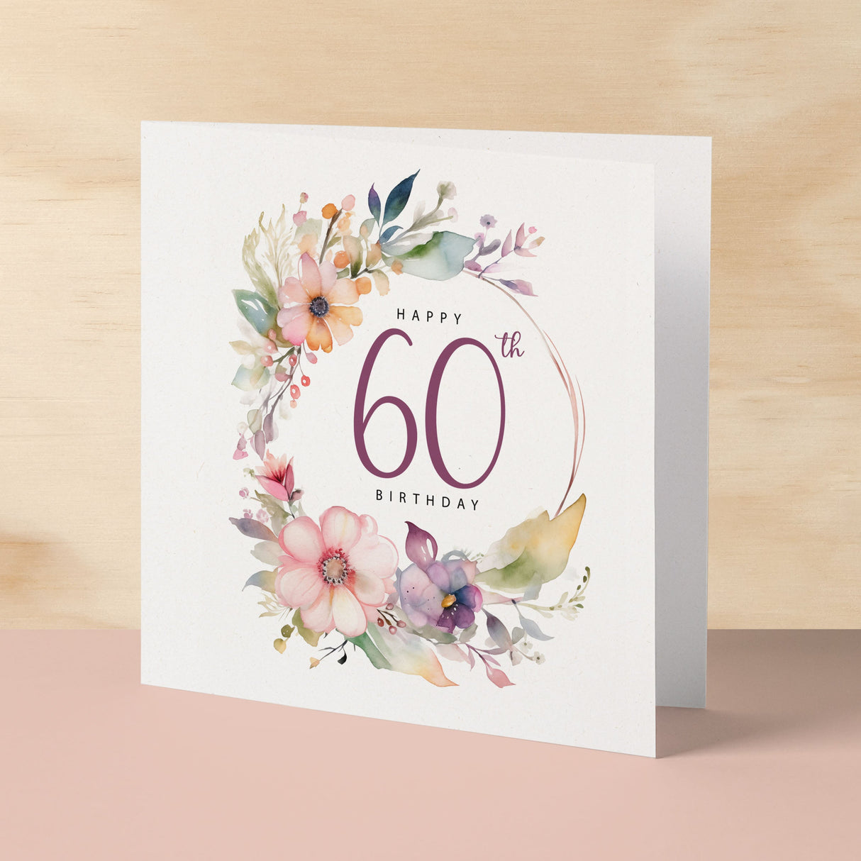 60th Birthday Card For Her Floral Sixtieth Birthday Card Sixty Card For Mum Gran Grandma Auntie 60 Card For Friend Floral Design