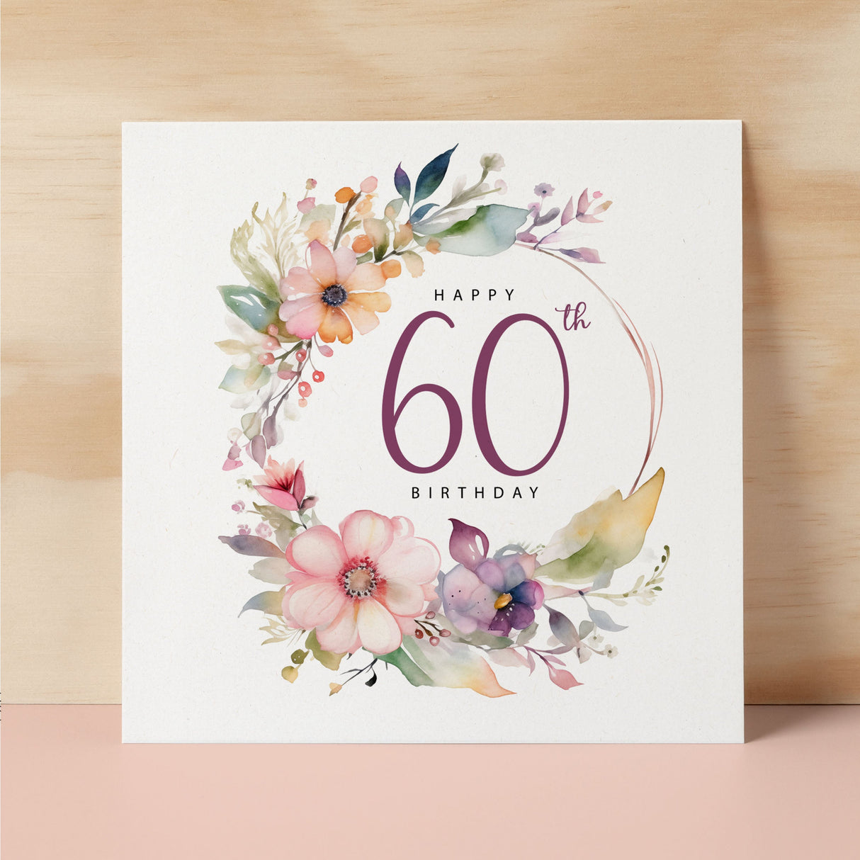 60th Birthday Card For Her Floral Sixtieth Birthday Card Sixty Card For Mum Gran Grandma Auntie 60 Card For Friend Floral Design