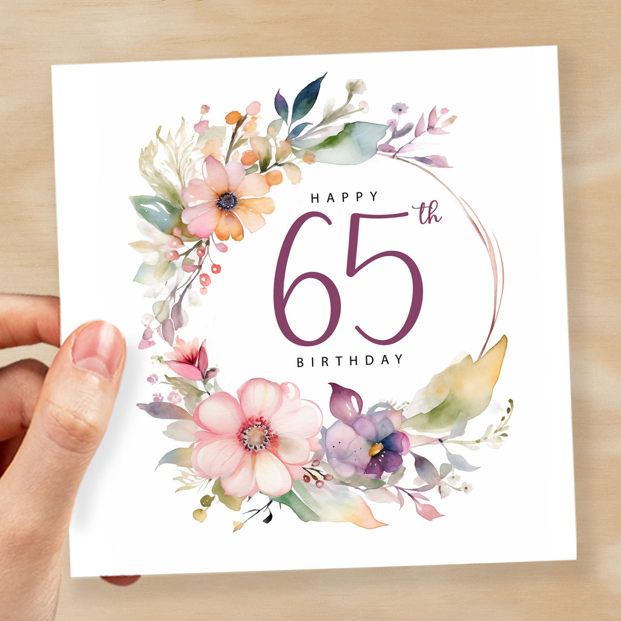 65th Birthday Card For Her Floral Sixty Fifth Birthday Card Sixty Five Card For Mum Gran Grandma Auntie 65 Card For Friend Floral Design