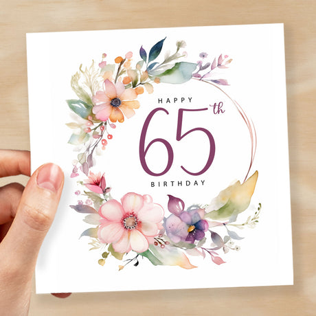 65th Birthday Card For Her Floral Sixty Fifth Birthday Card Sixty Five Card For Mum Gran Grandma Auntie 65 Card For Friend Floral Design