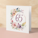 65th Birthday Card For Her Floral Sixty Fifth Birthday Card Sixty Five Card For Mum Gran Grandma Auntie 65 Card For Friend Floral Design