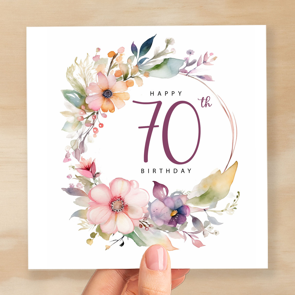 70th Birthday Card For Her Floral Seventieth Birthday Card Seventy Card For Mum Gran Grandma Auntie 70 Card For Friend Floral Design