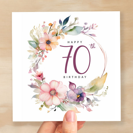 70th Birthday Card For Her Floral Seventieth Birthday Card Seventy Card For Mum Gran Grandma Auntie 70 Card For Friend Floral Design