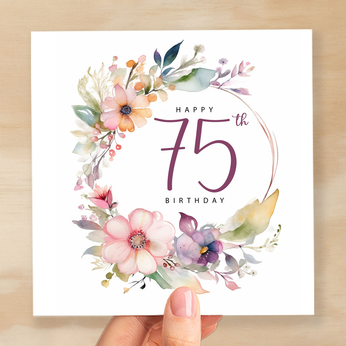 75th Birthday Card For Her Floral Seventy Fifth Birthday Card Seventy Five Card For Mum Gran Grandma Auntie 75 Card For Friend Floral Design