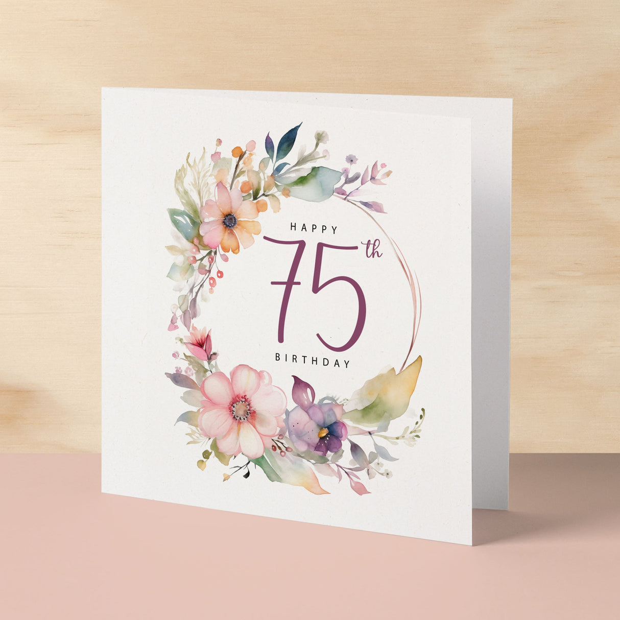 75th Birthday Card For Her Floral Seventy Fifth Birthday Card Seventy Five Card For Mum Gran Grandma Auntie 75 Card For Friend Floral Design