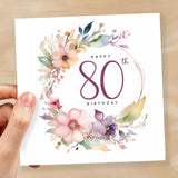 80th Birthday Card For Her Floral Eightieth Birthday Card Eighty Card For Mum Gran Grandma Auntie 80 Card For Friend Floral Design