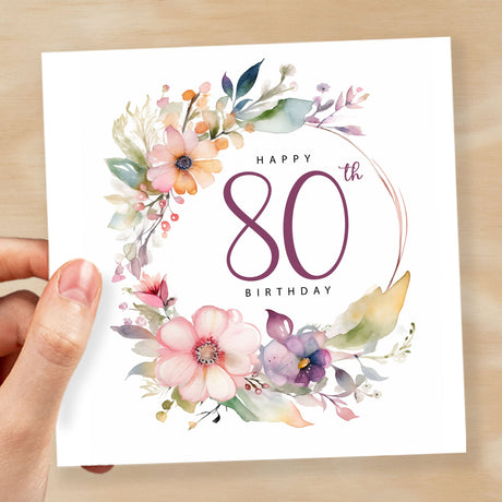 80th Birthday Card For Her Floral Eightieth Birthday Card Eighty Card For Mum Gran Grandma Auntie 80 Card For Friend Floral Design