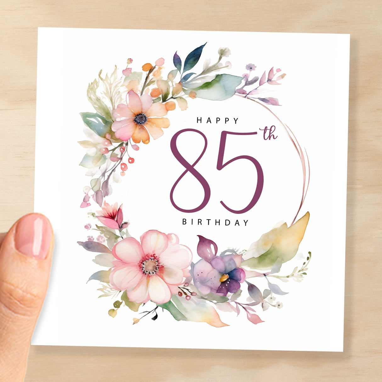 85th Birthday Card For Her Floral Eighty Fifth Birthday Card Eighty Five Card For Mum Gran Grandma Auntie 85 Card For Friend Floral Design