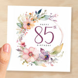 85th Birthday Card For Her Floral Eighty Fifth Birthday Card Eighty Five Card For Mum Gran Grandma Auntie 85 Card For Friend Floral Design