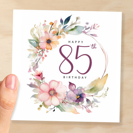 85th Birthday Card For Her Floral Eighty Fifth Birthday Card Eighty Five Card For Mum Gran Grandma Auntie 85 Card For Friend Floral Design