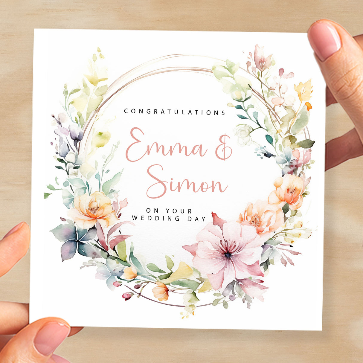 Personalised Wedding Day Card For Bride and Groom Customised Card For Weddings Gift for Wedding Couple Floral Design