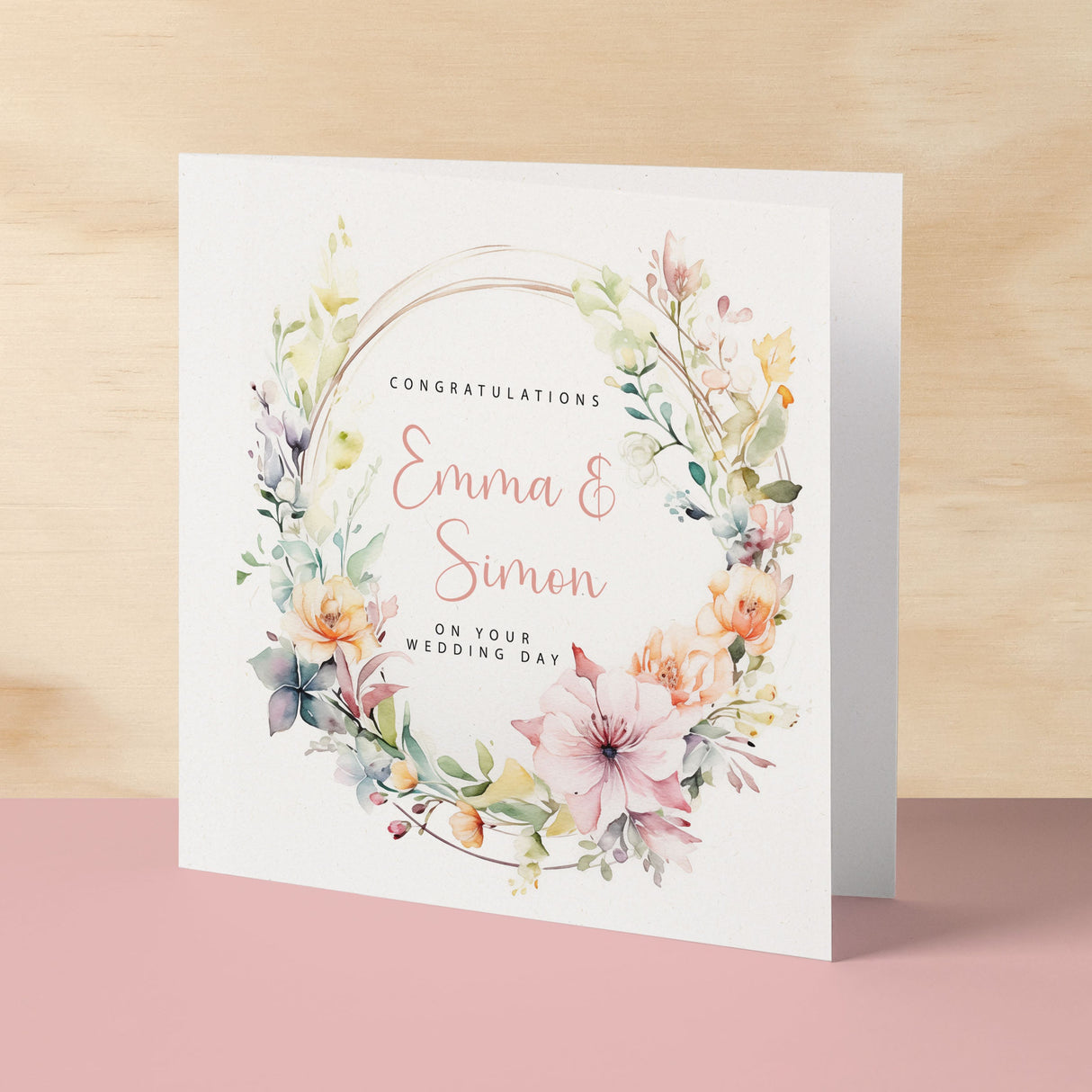 Personalised Wedding Day Card For Bride and Groom Customised Card For Weddings Gift for Wedding Couple Floral Design