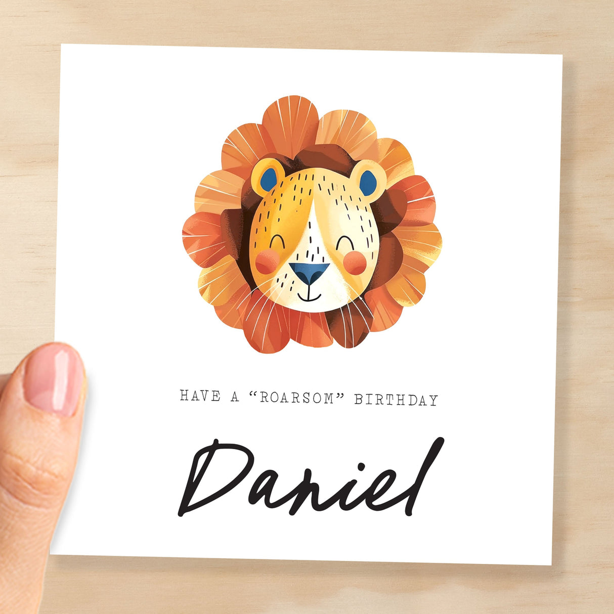 Personalised Children's Birthday Card Lion Childs Birthday Card Cute Lion Birthday Card For Kids Customisable Birthday Card For Children