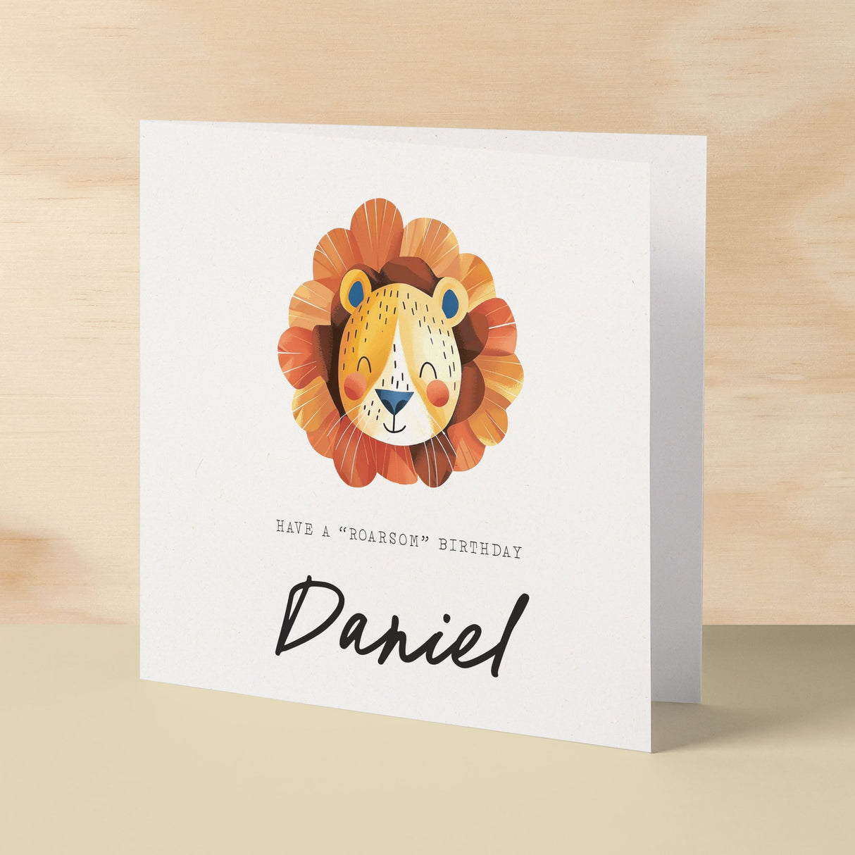 Personalised Children's Birthday Card Lion Childs Birthday Card Cute Lion Birthday Card For Kids Customisable Birthday Card For Children