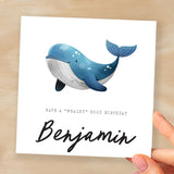 Personalised Children's Birthday Card Whale Childs Birthday Card Cute Whale Birthday Card For Kids Customisable Birthday Card For Children