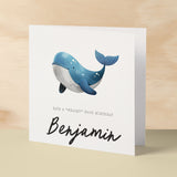 Personalised Children's Birthday Card Whale Childs Birthday Card Cute Whale Birthday Card For Kids Customisable Birthday Card For Children