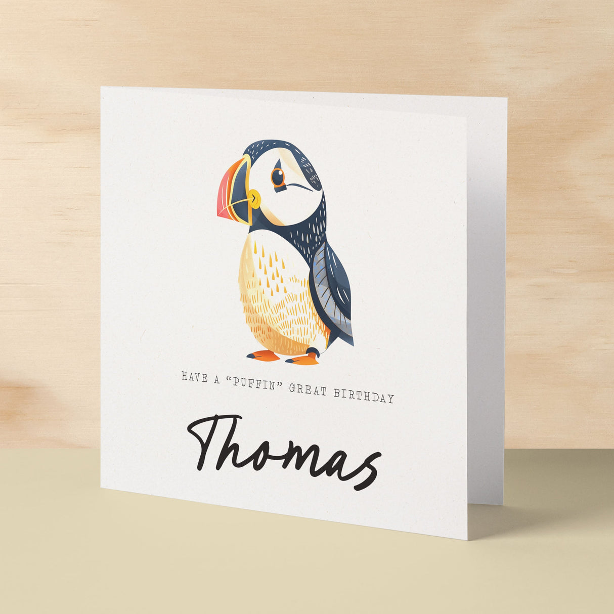 Personalised Children's Birthday Card Puffin Childs Birthday Card Cute Puffin Birthday Card For Kids Customisable Birthday Card For Children