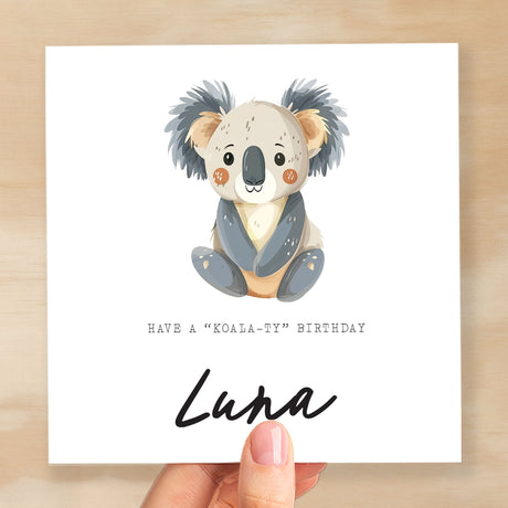 Personalised Children's Birthday Card Koala Childs Birthday Card Cute Koala Birthday Card For Kids Customisable Birthday Card For Children