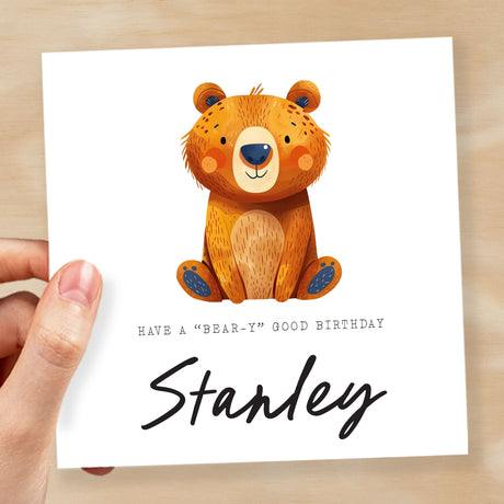 Personalised Children's Birthday Card Bear Childs Birthday Card Cute Bear Birthday Card For Kids Customisable Birthday Card For Children