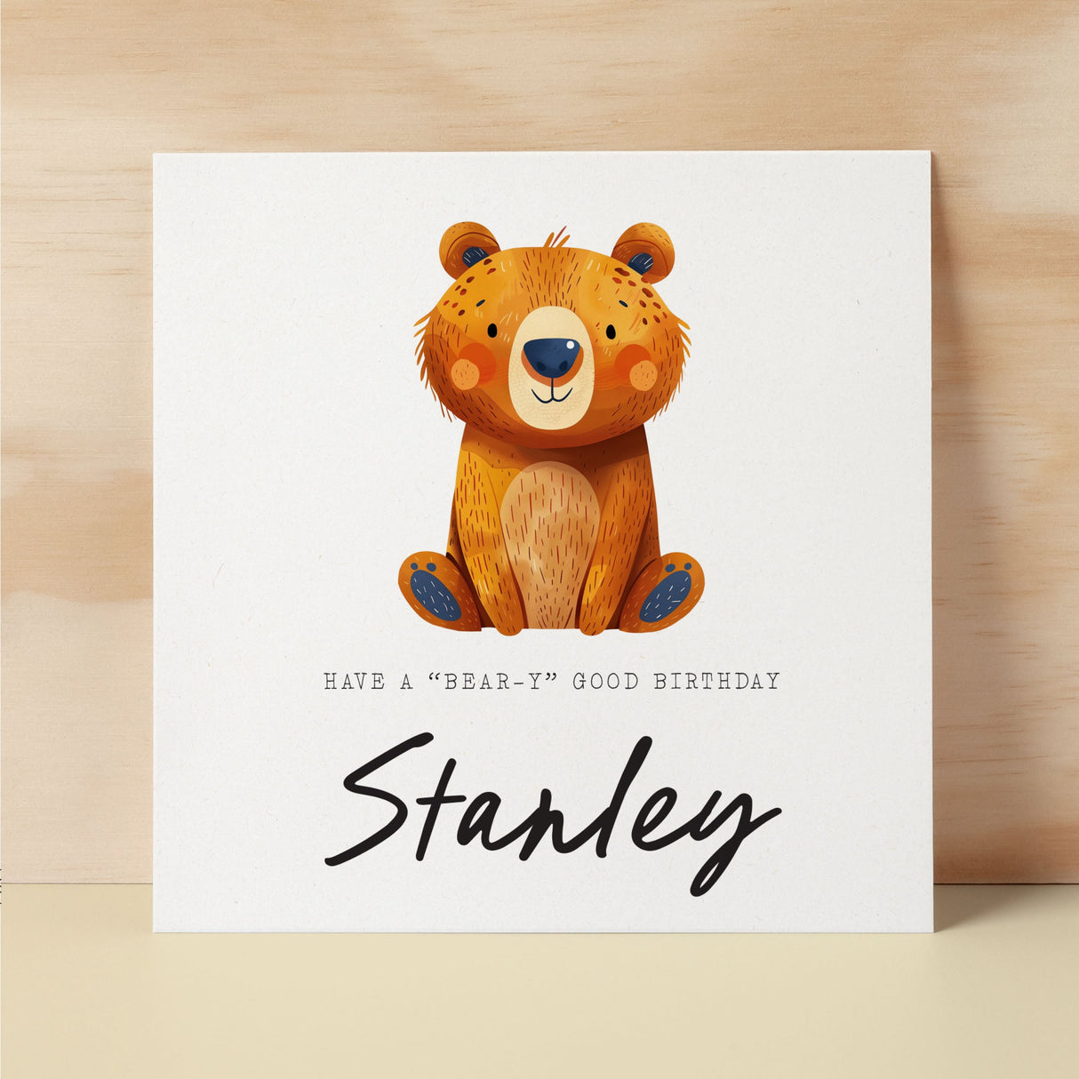 Personalised Children's Birthday Card Bear Childs Birthday Card Cute Bear Birthday Card For Kids Customisable Birthday Card For Children