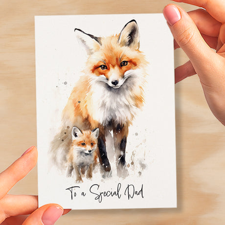 Birthday Card For Dad Card for Father Day Birthday Card For Him Birthday Gift For Dad Happy Birthday Card For Dad with Fox Illustration