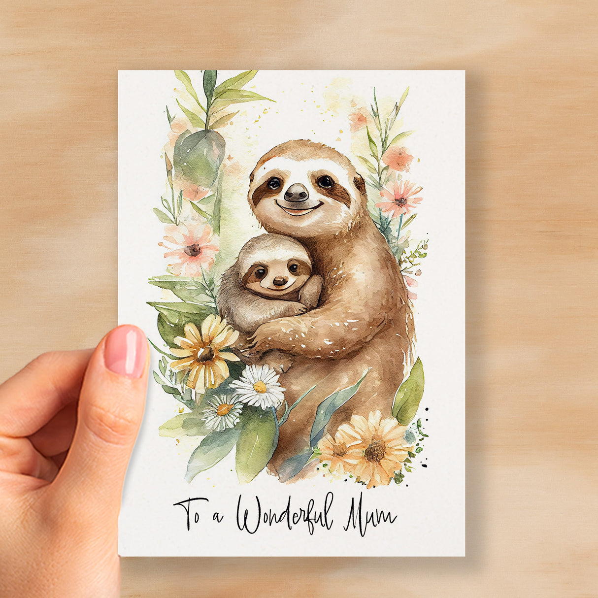 Birthday Card For Mum Card for Mothers Day Birthday Card For Her Birthday Gift For Mum Happy Birthday Card For Mum with Sloth Illustration