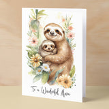 Birthday Card For Mum Card for Mothers Day Birthday Card For Her Birthday Gift For Mum Happy Birthday Card For Mum with Sloth Illustration