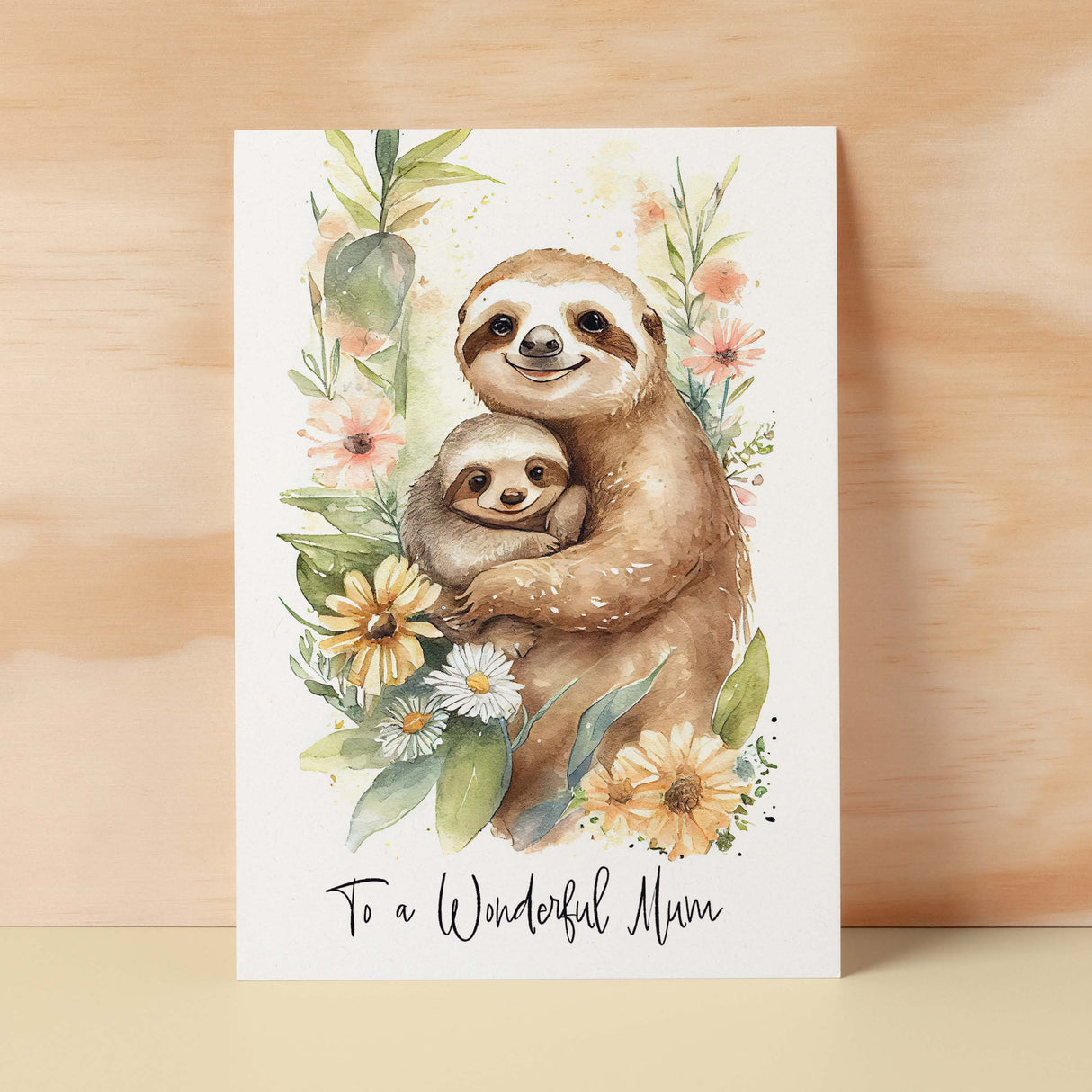 Birthday Card For Mum Card for Mothers Day Birthday Card For Her Birthday Gift For Mum Happy Birthday Card For Mum with Sloth Illustration