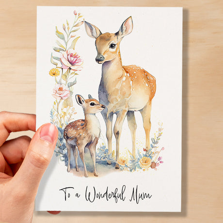 Birthday Card For Mum Card for Mothers Day Birthday Card For Her Birthday Gift For Mum Happy Birthday Card For Mum with Deer Illustration