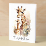 Birthday Card For Mum Card for Mothers Day Birthday Card For Her Birthday Gift For Mum Happy Birthday Card For Mum with Giraffe Illustration