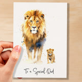 Birthday Card For Dad Card for Fathers Day Birthday Card For Her Birthday Gift For Dad Happy Birthday Card For Dad with Lion Illustration