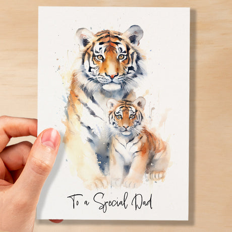 Birthday Card For Dad Card for Fathers Day Birthday Card For Her Birthday Gift For Dad Happy Birthday Card For Dad with Tiger Illustration