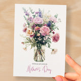 Mother's Day Card For Mum Happy Mother's Day Mothers Day card Mothering Sunday Floral Pink and Puple Flowers Mom Mommy Mum Mummy