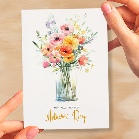 Mother's Day Card For Mum Happy Mother's Day Mothers Day card Mothering Sunday Floral Pink and Yellow Flowers Mom Mommy Mum Mummy