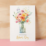 Mother's Day Card For Mum Happy Mother's Day Mothers Day card Mothering Sunday Floral Pink and Yellow Flowers Mom Mommy Mum Mummy