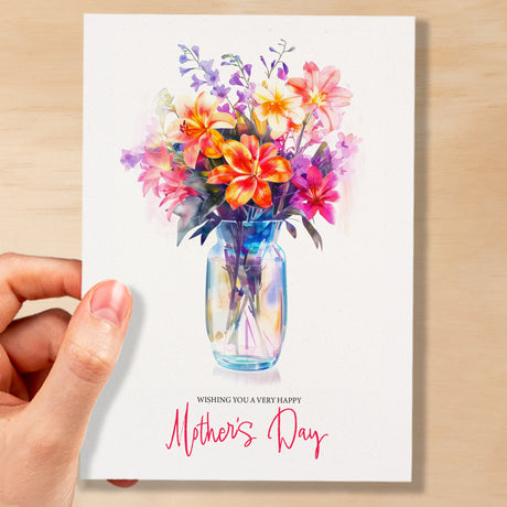 Mother's Day Card For Mum Happy Mother's Day Mothers Day card Mothering Sunday Floral Vibrant Pink and Puple Flowers Mom Mommy Mum Mummy