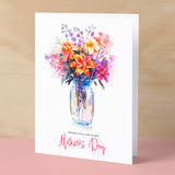 Mother's Day Card For Mum Happy Mother's Day Mothers Day card Mothering Sunday Floral Vibrant Pink and Puple Flowers Mom Mommy Mum Mummy