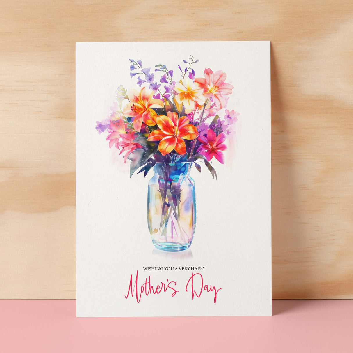 Mother's Day Card For Mum Happy Mother's Day Mothers Day card Mothering Sunday Floral Vibrant Pink and Puple Flowers Mom Mommy Mum Mummy