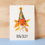 Birthday Card For Her Birthday Card For Him Brother Sister Friend Funny Birthday Card For Dad or Mum Gold Fish Fishing Birthday Card