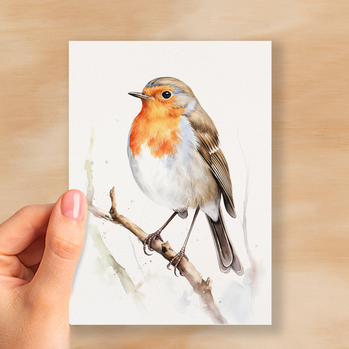 Robin Notelet Card For Anyone Cute Any Occasion Card For Her or For Him 5x7, A6 Card For Birthday or Easter Card Thank You Card Wildlife