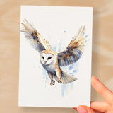 Barn Owl Notelet Card For Anyone Cute Any Occasion Card For Her or For Him 5x7, A6 Card For Birthday or Easter Card Thank You Card Wildlife