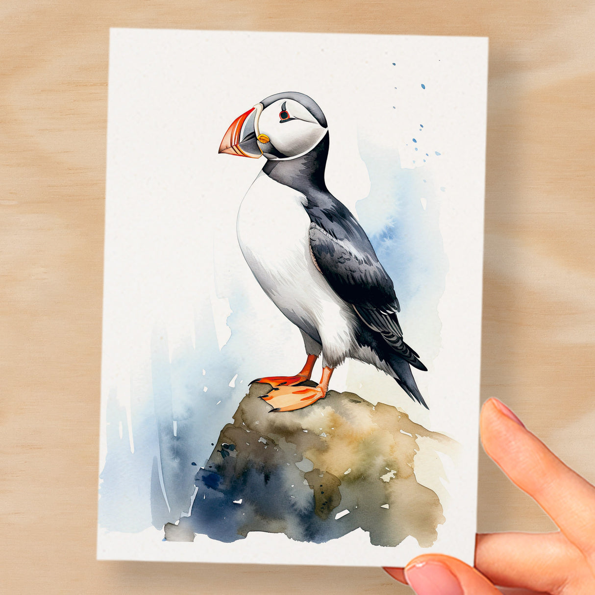 Puffin Notelet Card For Anyone Cute Any Occasion Card For Her or For Him 5x7, A6 Card For Birthday or Easter Card Thank You Card Wildlife