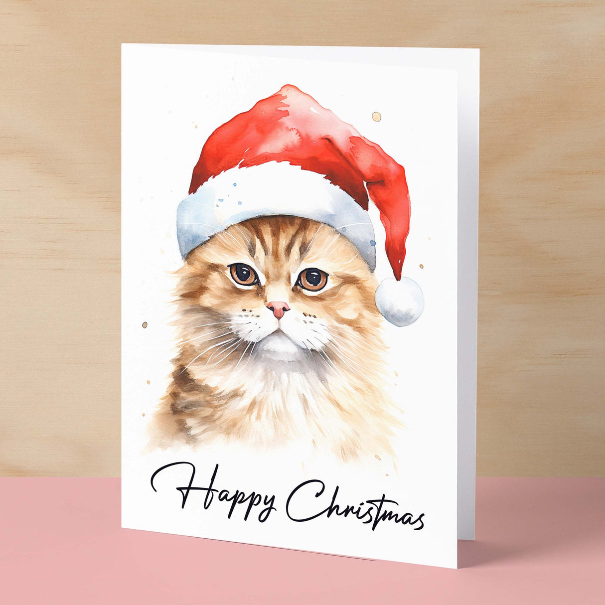 Cat Christmas Card Featuring A Ginger Cat Wearing a Santa Hat Fun Christmas Card For Him or Her Christmas Card For Anyone Christmas Gift