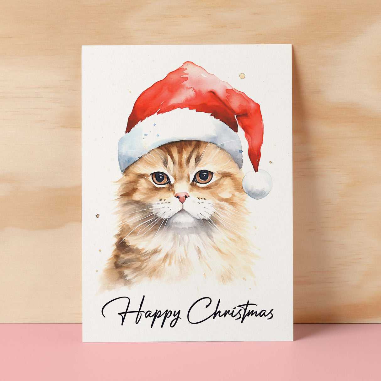 Cat Christmas Card Featuring A Ginger Cat Wearing a Santa Hat Fun Christmas Card For Him or Her Christmas Card For Anyone Christmas Gift