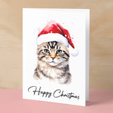 Cat Christmas Card Featuring A Tabby Cat Wearing a Santa Hat Fun Christmas Card For Him or Her Christmas Card For Anyone Christmas Gift