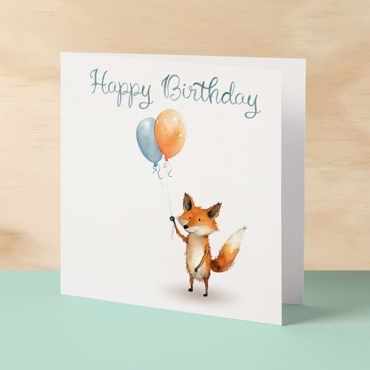 Birthday Card for Child Birthday Card For Kids Birthday Card For Her or Him Cute Fox Birthday Card With Birthday Balloons For Boy or Girl