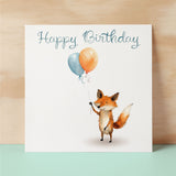 Birthday Card for Child Birthday Card For Kids Birthday Card For Her or Him Cute Fox Birthday Card With Birthday Balloons For Boy or Girl